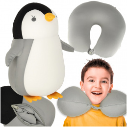Travel Pillow 2-in-1 Neck Pillow for Car Airplane Penguin Mascot