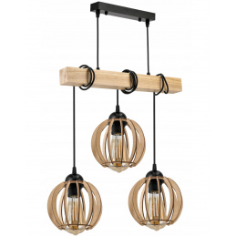 Hanging Ceiling Light LED Wooden Beam 3xE27 Loft Wooden Ball