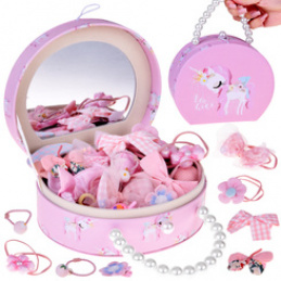 Charming jewelry box eco-leather mirror + hair accessories ZA5737 universal