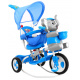 Children's tricycle Elephant Blue + sounds + canopy + barrier + footrest + handle + runners + storage space