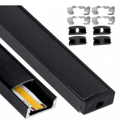 LED aluminum profile 1m black surface-mounted - set