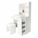 Aga Dressing Table with Mirror and Lighting + Stool White