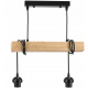 Hanging Ceiling Light LED Wooden Beam 2xE27 Square Chandelier Rollable