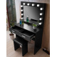 Aga Dressing table with mirror and lighting + stool Matte Black