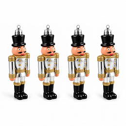 Aga Set of 4 Christmas Ornaments Nutcracker Silver