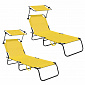 Aga 2x Garden Reclining Lounger with Canopy Yellow