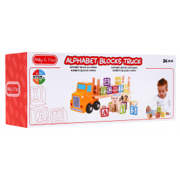 Wooden truck with trailer and blocks for children 2+ Educational toy + blocks with letters and numbers