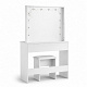 Aga Dressing table with mirror and lighting + stool Matte white