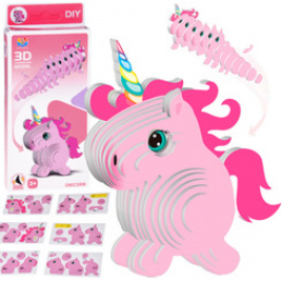3D Puzzle Cardboard Model – Pink Unicorn DIY Do It Yourself ZA5809 Universal