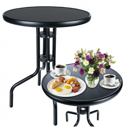 O12A GARDEN BALCONY TABLE GLASS BLACK
