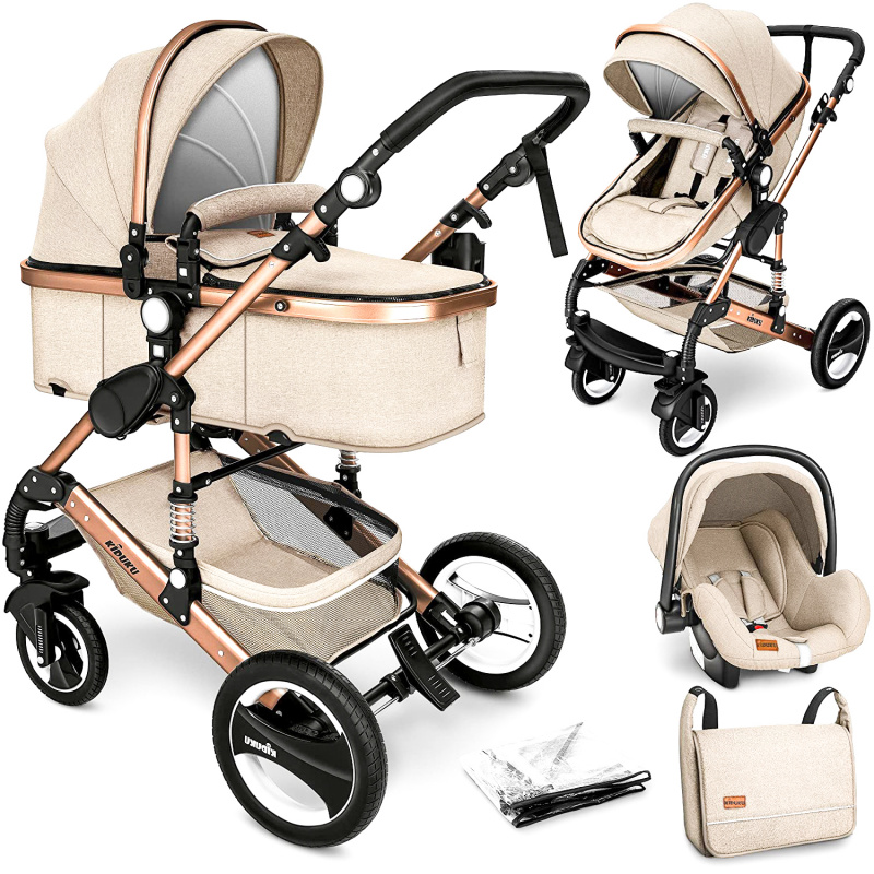 Kiduku Combination Stroller 3in1 Beige