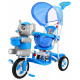 Children's tricycle Elephant Blue + sounds + canopy + barrier + footrest + handle + runners + storage space