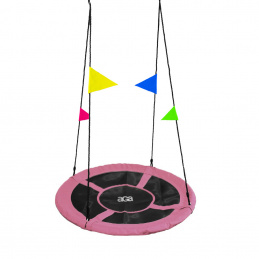 Aga Hanging Swing Ring 90 cm Pink with Flags