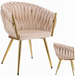 MOLTO beige upholstered chair with gold legs
