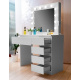 Aga Dressing table with mirror, lighting and el.drawer + Stool Matte White