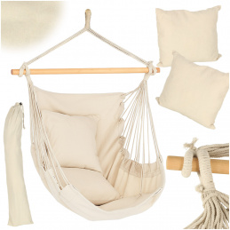 Brazilian chair with footrest hanging lounger swing 130cm beige