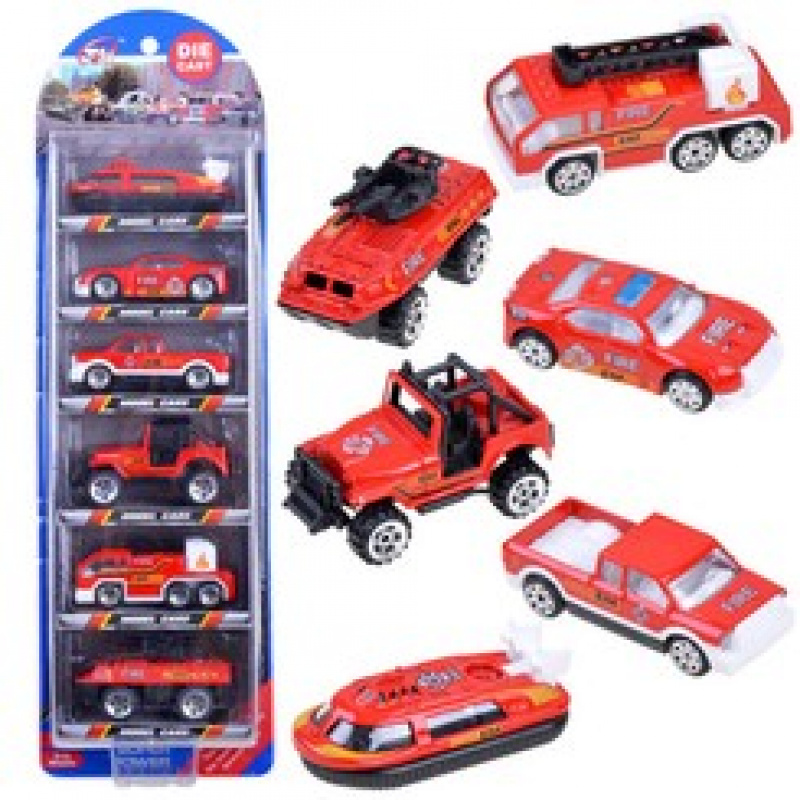 Firefighting set 6pcs metal cars ZA3505
