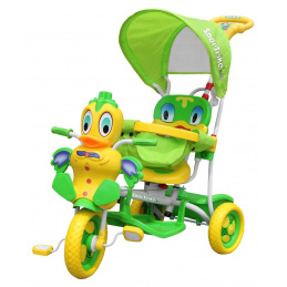 3-Wheeled Balance Bike for Kids Kačenka Green + Sounds + Canopy + Barrier + Footrest + Handle + Storage Space