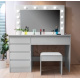 Aga Dressing table with mirror and lighting + stool Glossy white