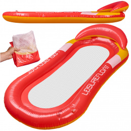 Inflatable pool mattress with red mesh