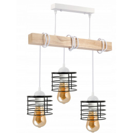 LED pendant ceiling light, wooden, white, 3xE27, loft spring