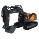 R/C excavator with a metal bucket and smoke function