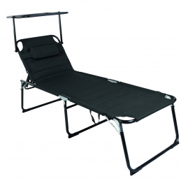 Linder Exclusiv Garden Lounger XXL with Canopy Black