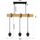 Hanging Ceiling Light LED Wooden Beam 3xE27 Chandelier Wire Ball