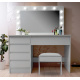 Aga Dressing table with mirror and lighting + stool Matte white