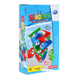 Mini arcade game Jenga for kids 3+ Tower stacking + 30 colorful blocks + dice
