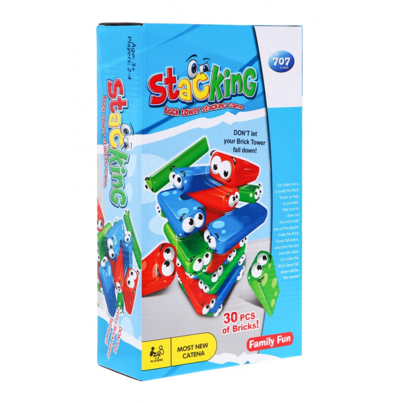 Mini arcade game Jenga for kids 3+ Tower stacking + 30 colorful blocks + dice