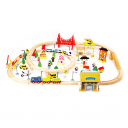 Aga4Kids Wooden Train Set 108 Pieces with Battery
