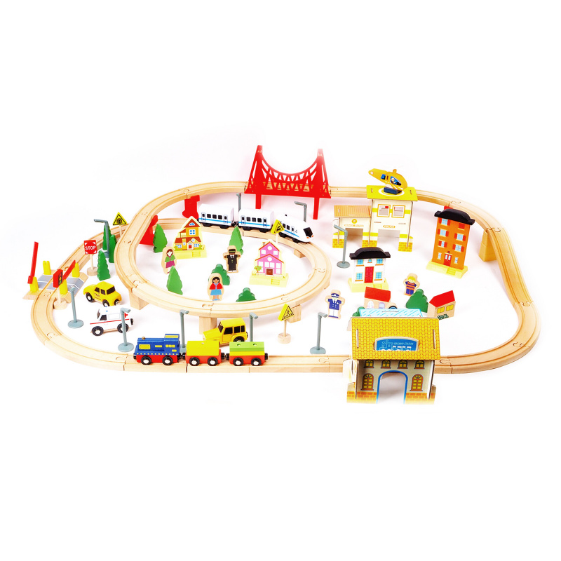Aga4Kids Wooden Train Set 108 Pieces with Battery