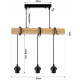 Hanging ceiling LED light wooden beam 3xE27 Chandelier Metal mug