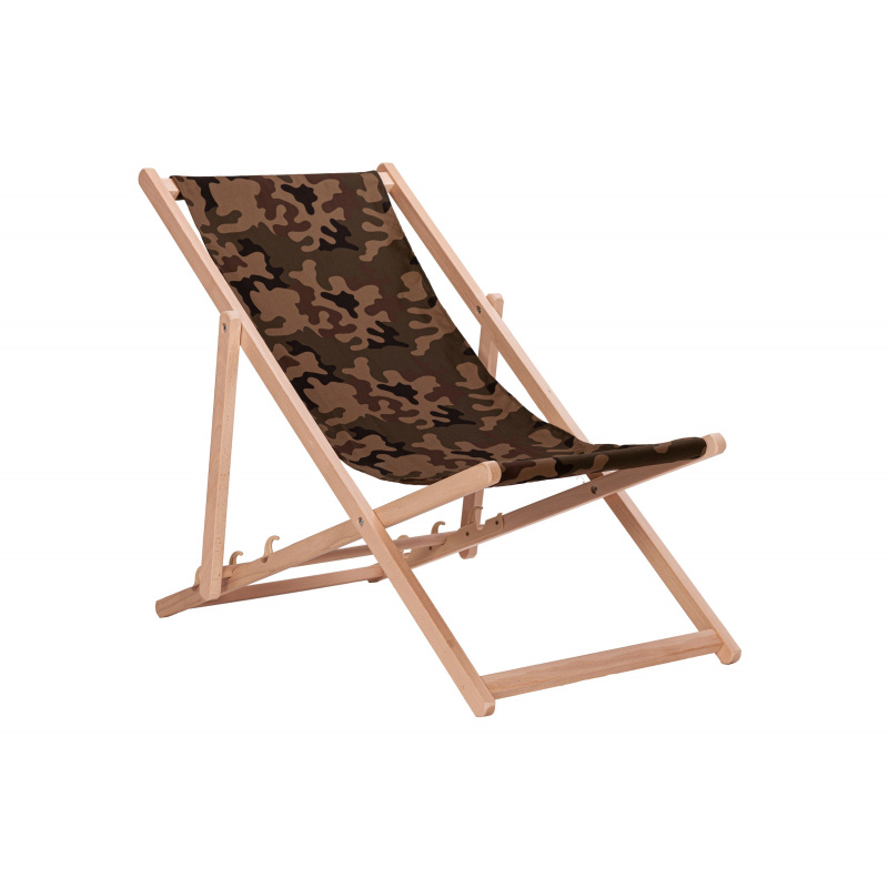 Aga Wooden Folding Deck Chair Camouflage Brown