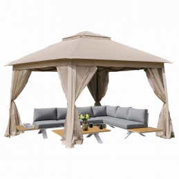 Garden pavilion 3x3 m automatically folding with 4 side awnings