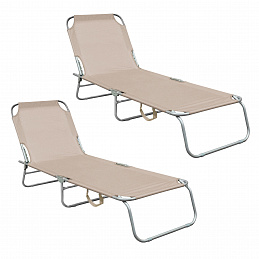 Aga 2x Garden Reclining Lounger Beige
