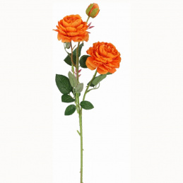 Artificial flower branch of orange tea rose - 60 cm
