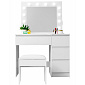 Aga Dressing table with mirror, lighting and el.drawer + stool Glossy white