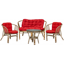 Aga Rattan set BAHAMA Grey Dark Red
