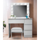 Aga Dressing table with mirror, lighting and el.drawer + Stool Matte White