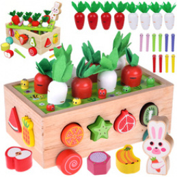 Wooden Montessori Sorting Cart Catch the Worm Carrot Puzzle ZA5903 Universal
