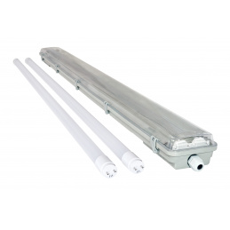 Light fixture + 2x LED tubes - T8 - 120cm - 18W - cool white - SET