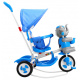 Children's tricycle Elephant Blue + sounds + canopy + barrier + footrest + handle + runners + storage space