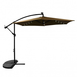 Aga Garden Parasol 300 cm Brown with LED Lighting