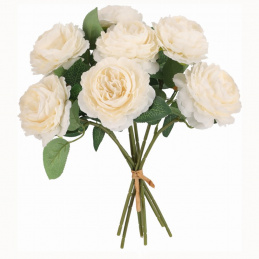 Bouquet of artificial flowers white English roses - 32 cm