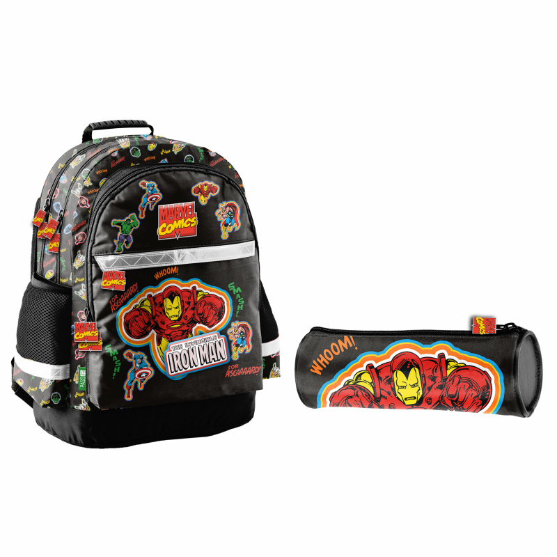 Paso School set three-chamber backpack + pencil case Iron Man