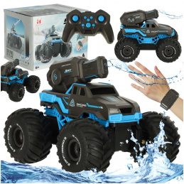 RC amphibious waterproof car controlled by hand gestures + 2 remote controls in blue color