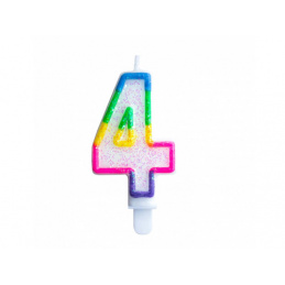Aga4Kids Cake Candle 4 glitter with rainbow edge