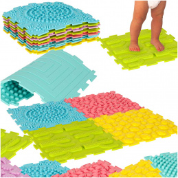 Montessori sensory foot massage mat, 8 pieces, pastel colors